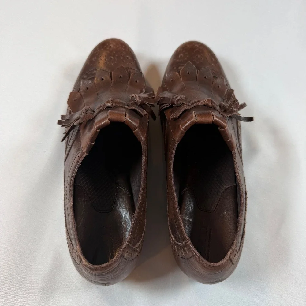 Born Brown Boylenn Leather Kiltie Tassel Loafers Wingtip Brogue Shoes Sz 7.5 Vtg